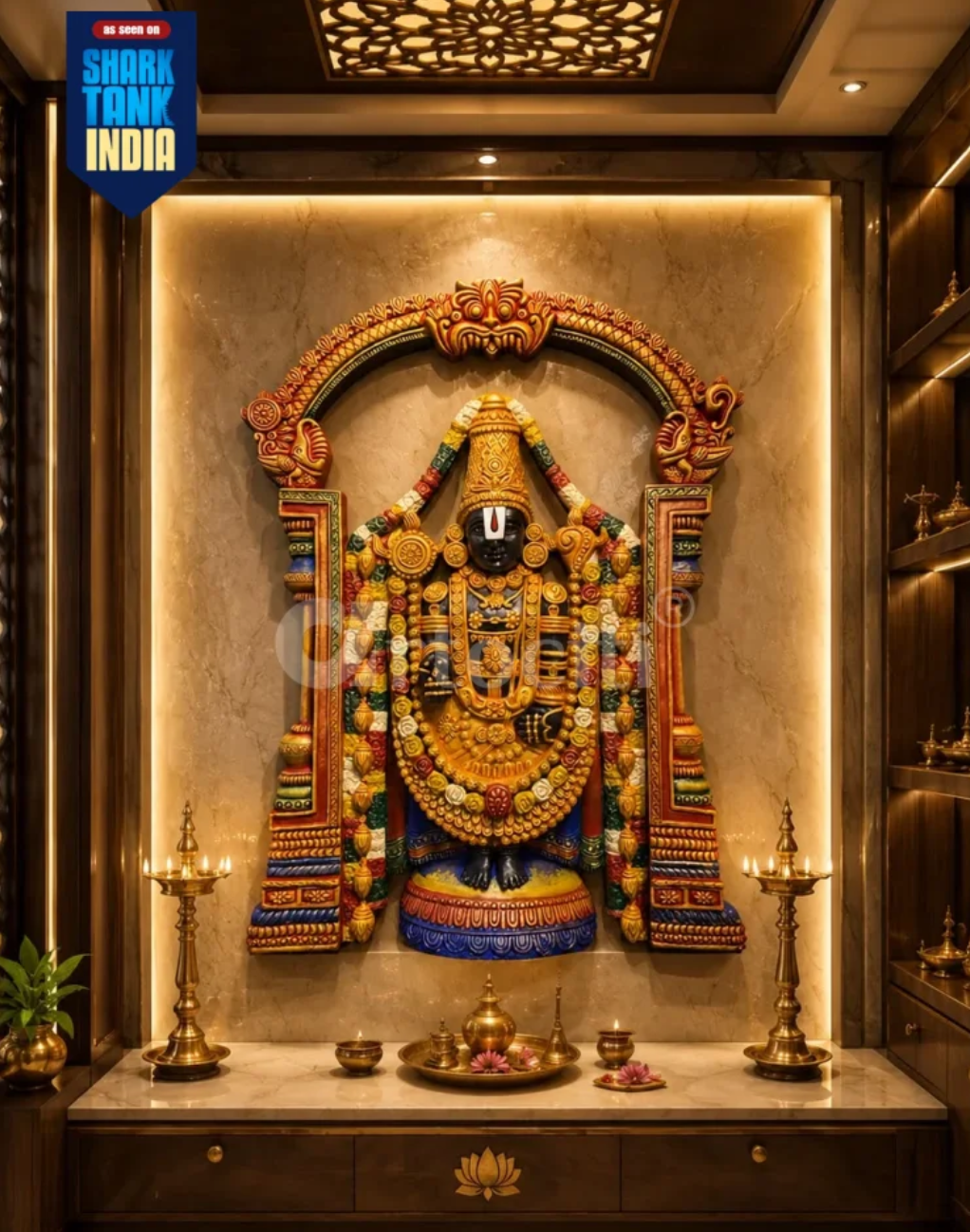 4X3 Feet Lord Balaji (Venkateswara) 3D Relief Mural Wall Art