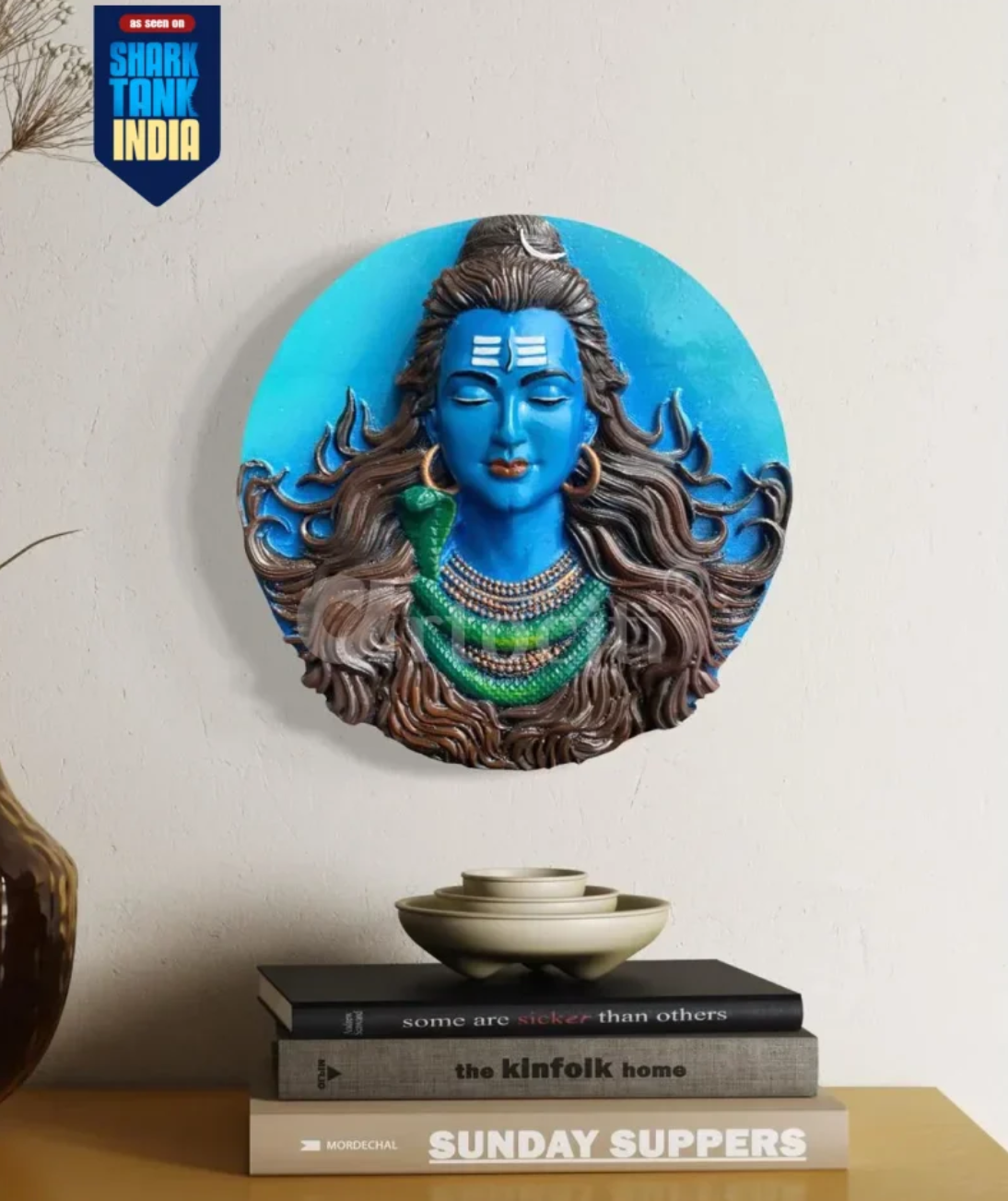31X31 Inches Round Lord Shiva 3D Relief Mural Art