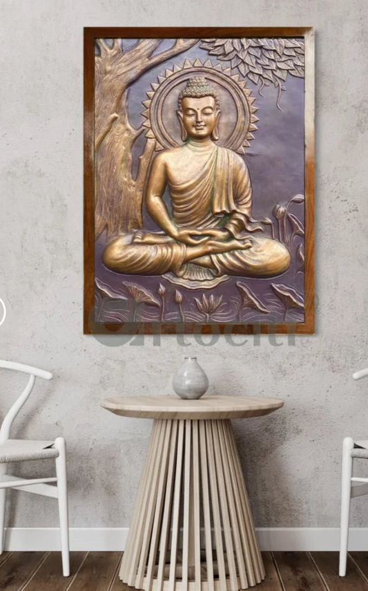 Buddha Under Tree 3D Relief Mural (4x3 & 6x6 Feet)