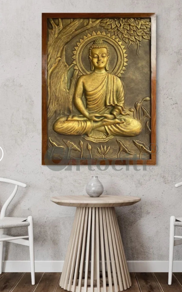 Buddha Under Tree 3D Relief Mural (4x3 & 6x6 Feet)