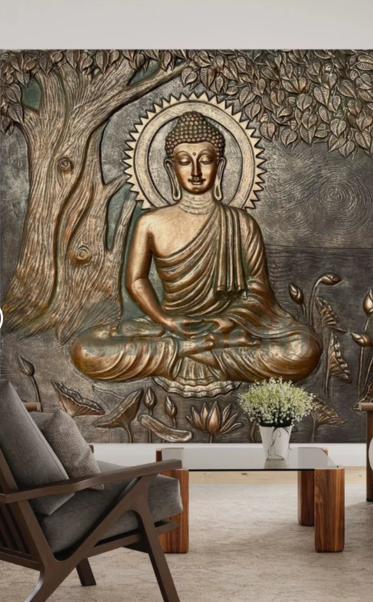 Buddha Under Tree 3D Relief Mural (4x3 & 6x6 Feet)