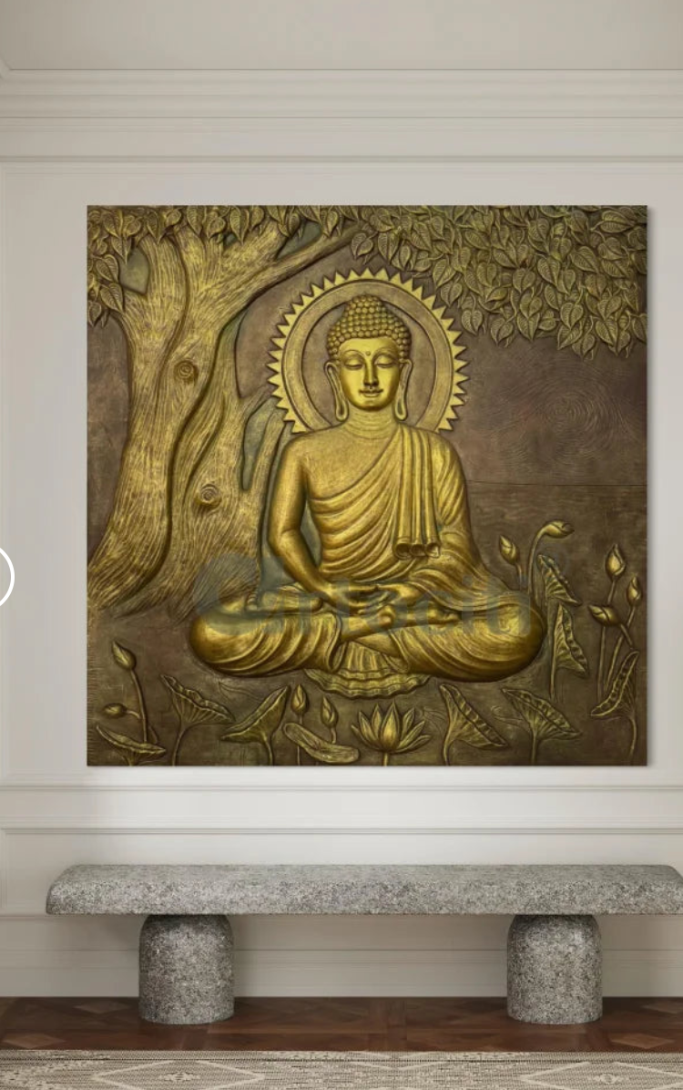 Buddha Under Tree 3D Relief Mural (4x3 & 6x6 Feet)