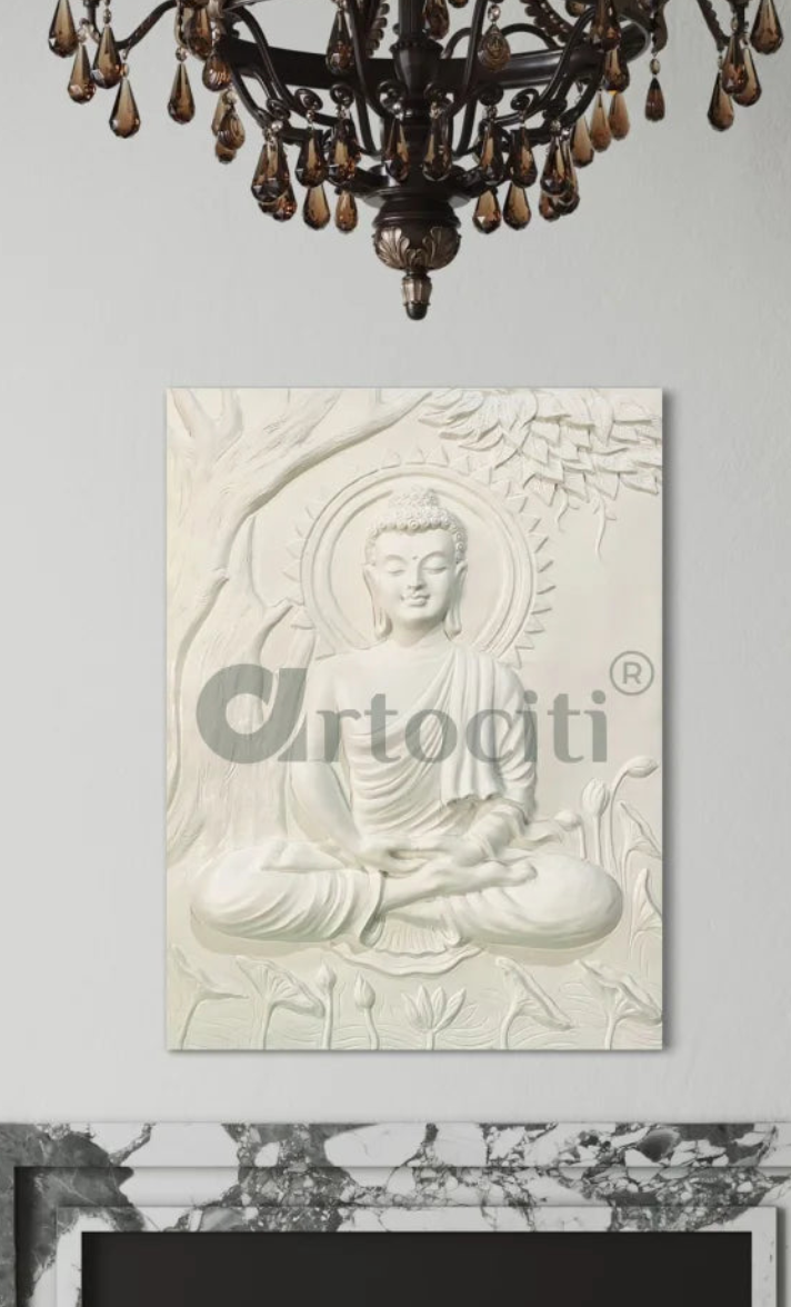 Buddha Under Tree 3D Relief Mural (4x3 & 6x6 Feet)