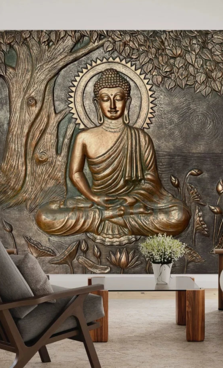 Buddha Under Tree 3D Relief Mural (4x3 & 6x6 Feet)