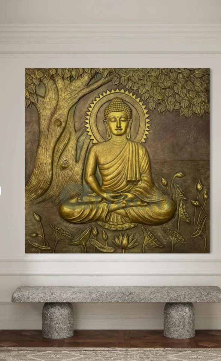 Buddha Under Tree 3D Relief Mural (4x3 & 6x6 Feet)
