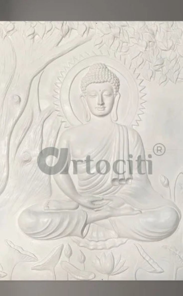 Buddha Under Tree 3D Relief Mural (4x3 & 6x6 Feet)