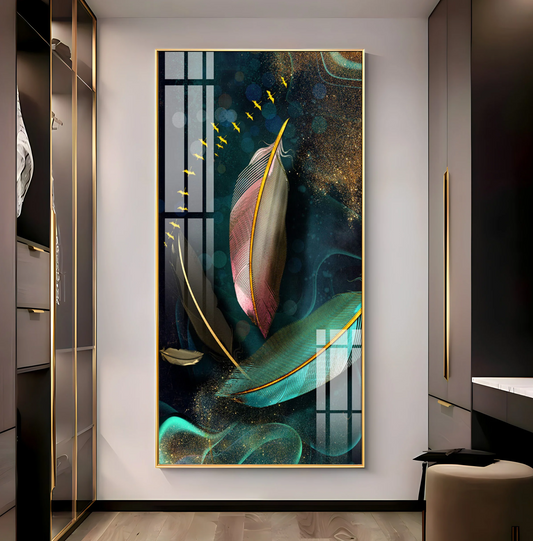 Feathers of Space Premium Acrylic Vertical Wall Art