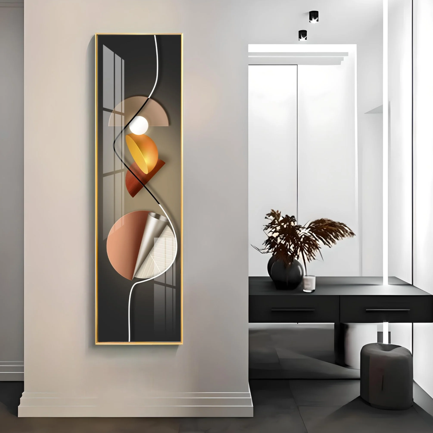 Abstract Geometrical Patterns Premium Acrylic Vertical Wall Art