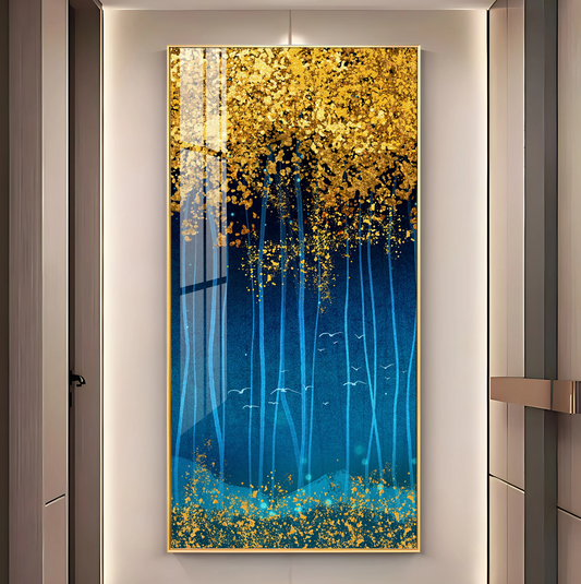Sparkling Leaves Premium Acrylic Vertical Wall Art