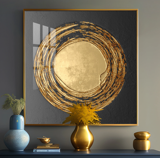 Retro Golden Circle Premium Acrylic Square Wall Art
