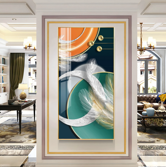 Feathers of Turquoise Premium Acrylic Vertical Wall Art