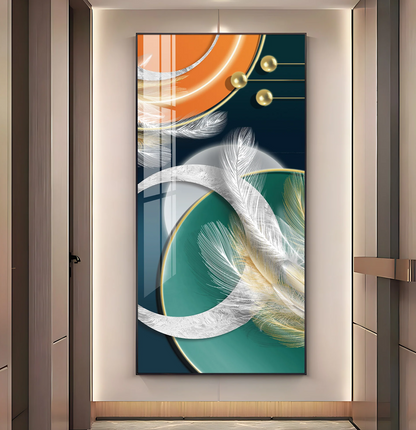 Feathers of Turquoise Premium Acrylic Vertical Wall Art