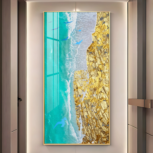 Beach of Gold Premium Acrylic Vertical Wall Art