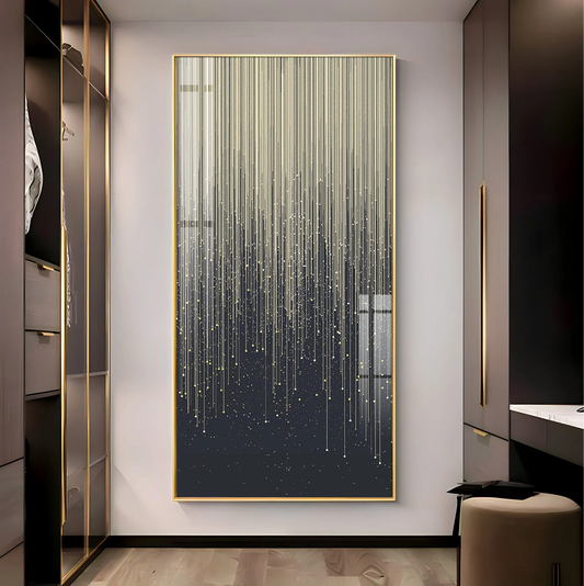 Golden Line Frame For Entrance Hall Premium Acrylic Vertical Wall Art