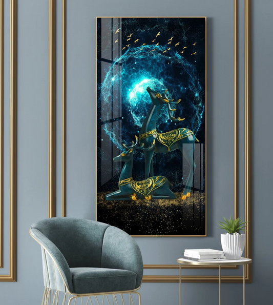 Elk To Make Money and Deer Premium Acrylic Vertical Wall Art
