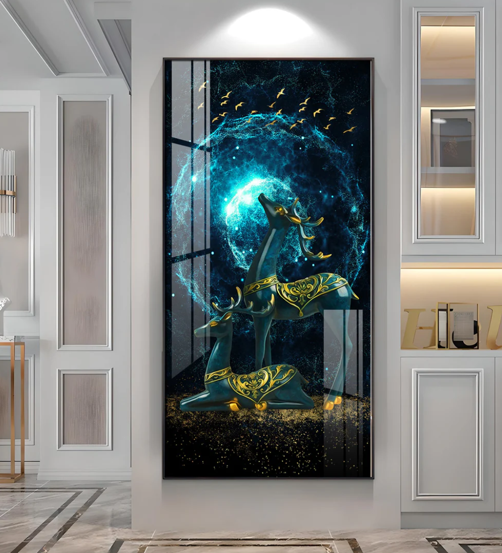 Elk To Make Money and Deer Premium Acrylic Vertical Wall Art