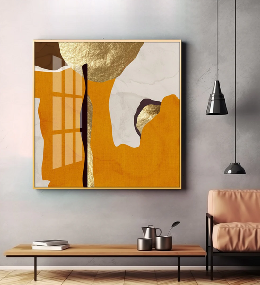Modern Abstract Gold Luxury Interior Premium Acrylic Square Wall Art