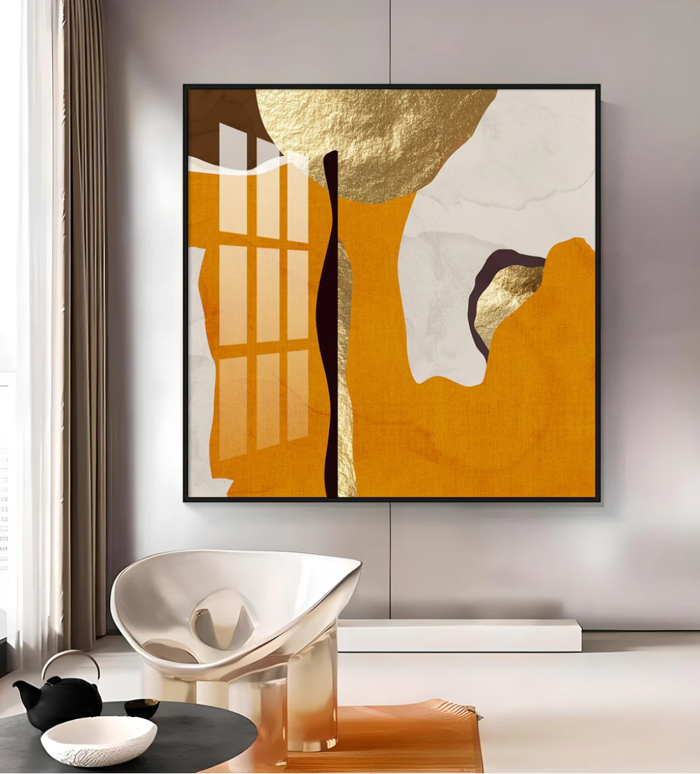 Modern Abstract Gold Luxury Interior Premium Acrylic Square Wall Art