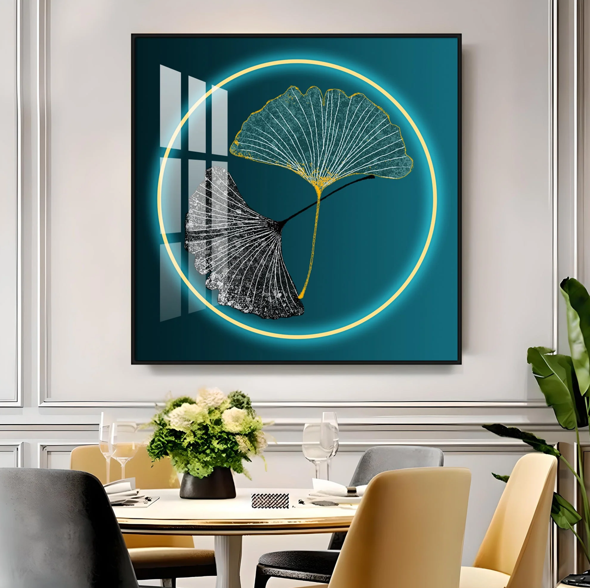 Ginkgo leaf Premium Acrylic Square Wall Art