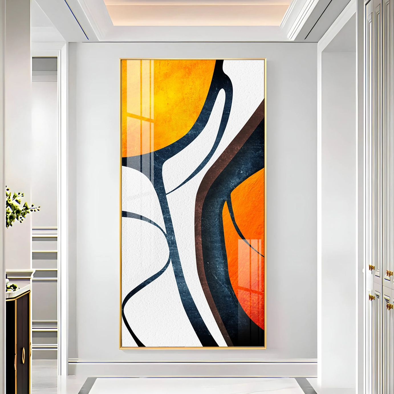 Orange Light Luxury Corridor Premium Acrylic Vertical Wall Art