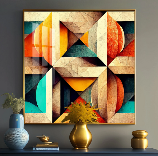 Seamless Pattern Shapes Premium Acrylic Square Wall Art