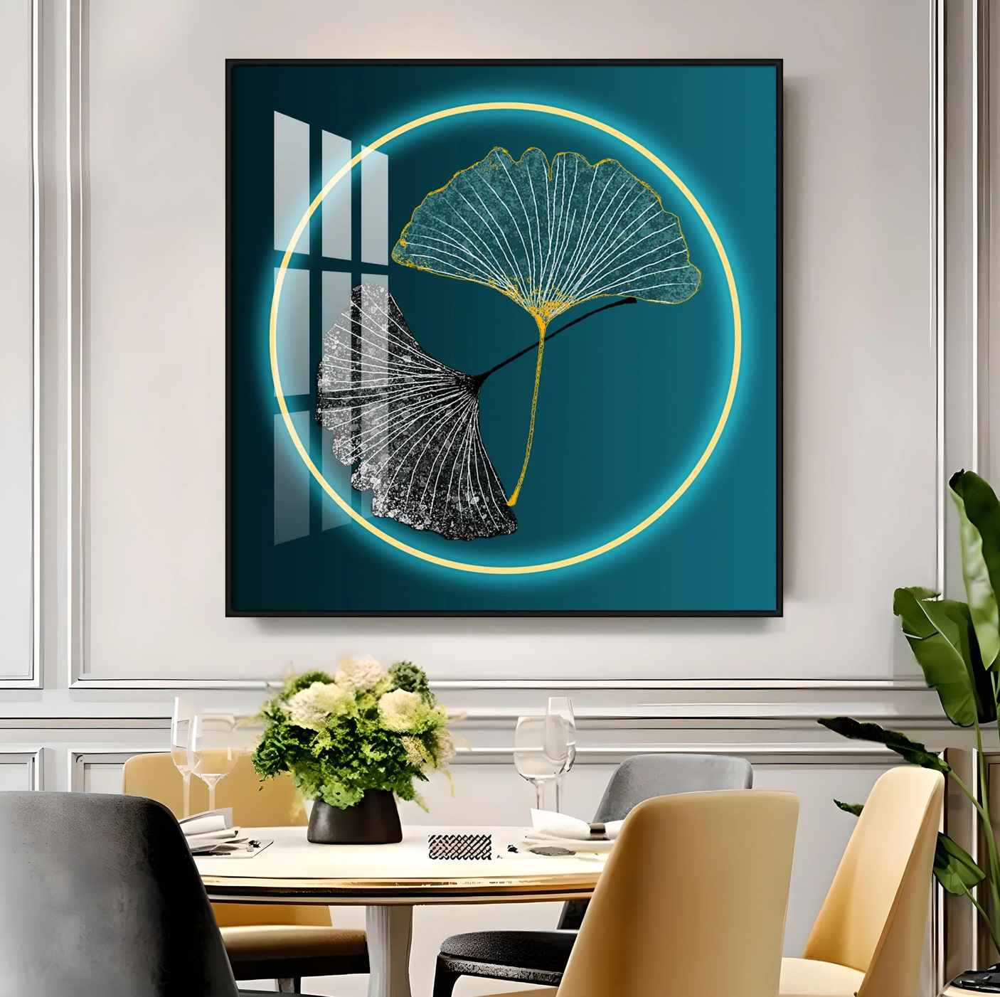Ginkgo leaf Premium Acrylic Square Wall Art