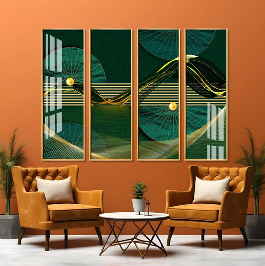 Emerald Green Premium Acrylic Vertical Wall Art (set of 4)