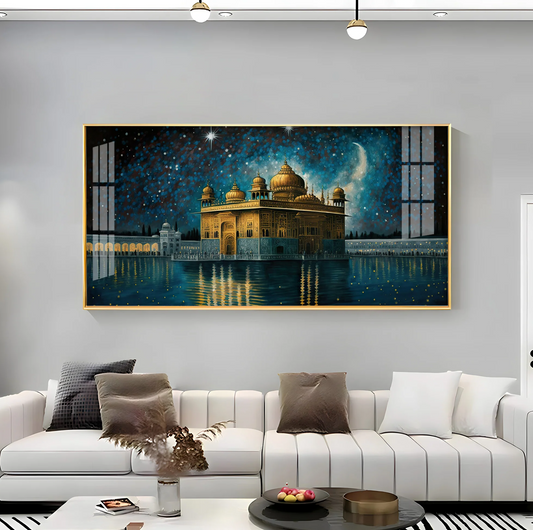 Beautiful Golden Temple With Constellation Premium Acrylic Horizontal Wall Art