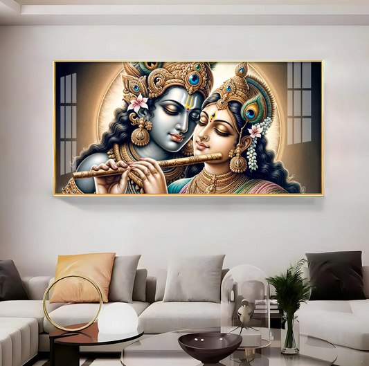 Enchanting Love Of Radha Krishna Premium Acrylic Horizontal Wall Art