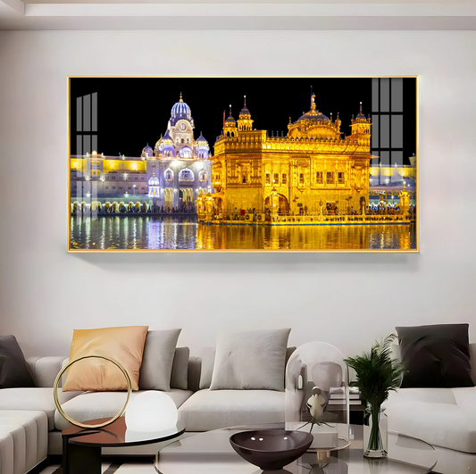The Majestic Golden Temple Premium Acrylic Horizontal Wall Art