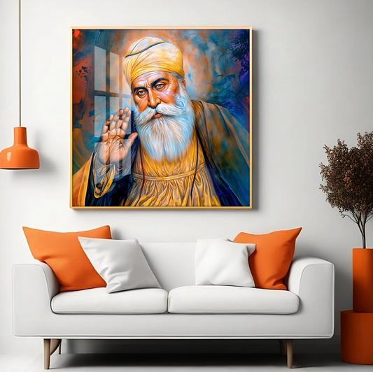 Abstract of Guru Nanak Dev Ji Premium Acrylic Square Wall Art