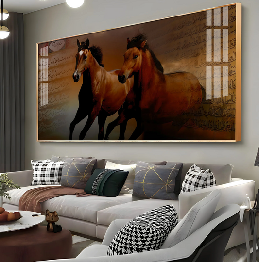 Arabic Horses Premium Acrylic Horizontal Wall Art
