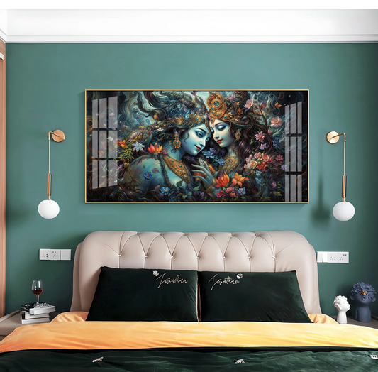 Mystical Love Of Radha Krishna Premium Acrylic Horizontal Wall Art