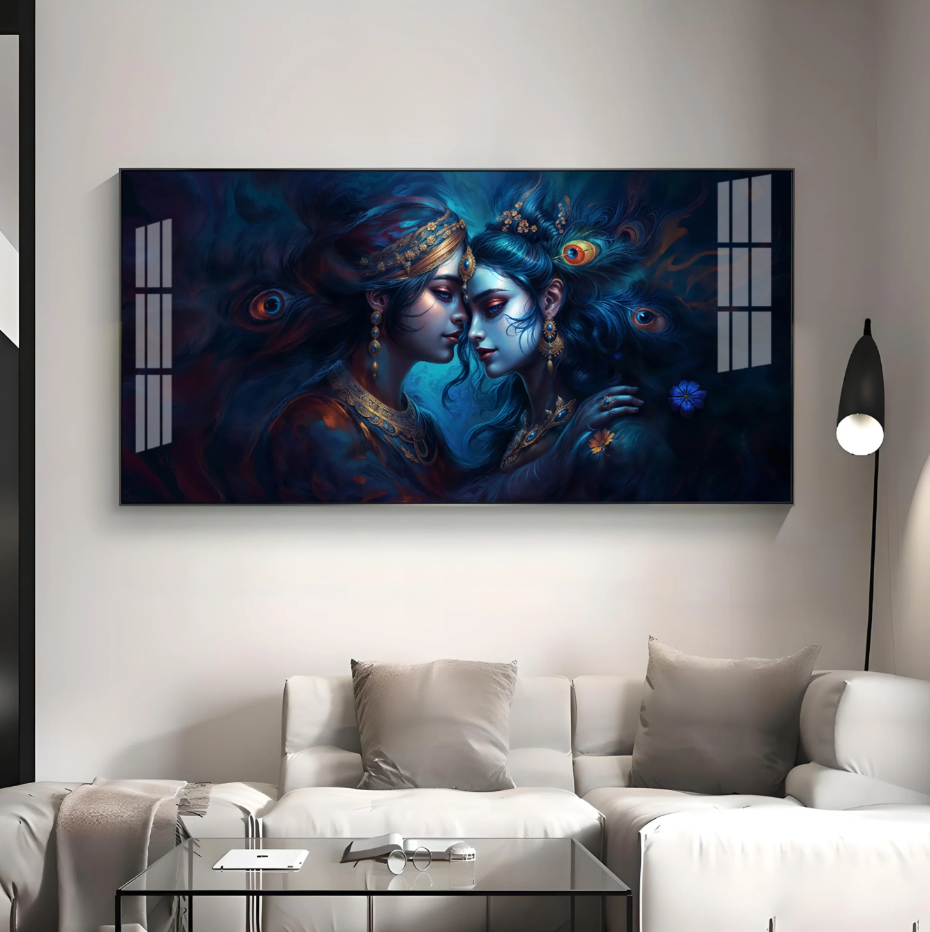Quardro Radha Krishna Premium Acrylic Horizontal Wall Art