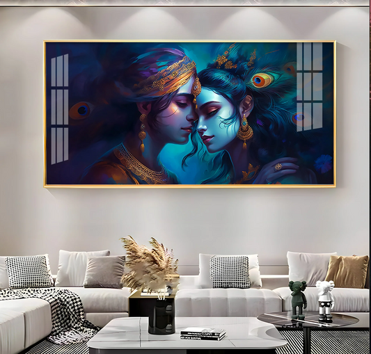 Quardro Radha Krishna Premium Acrylic Horizontal Wall Art