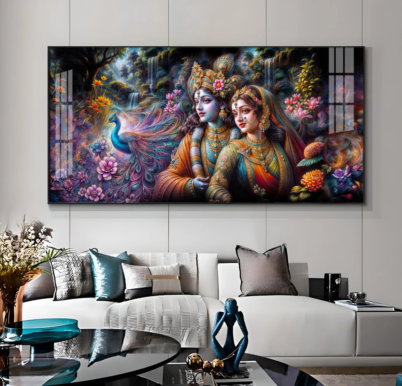 Radha & Krishna Masterpiece Premium Acrylic Horizontal Wall Art
