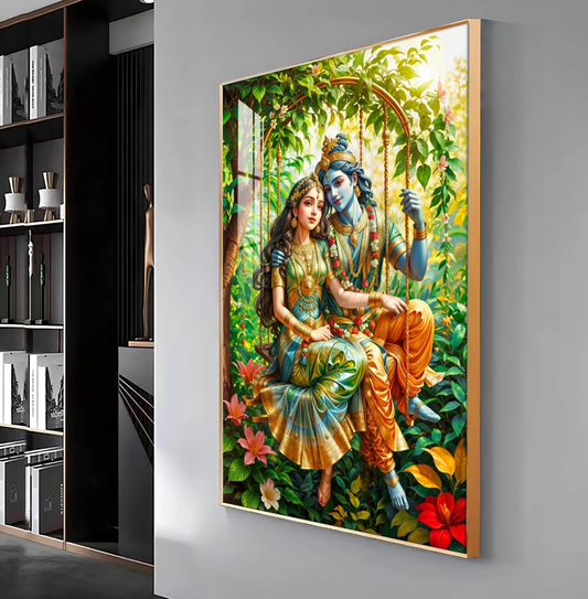Shree Radha Krishna Premium Acrylic Vertical Wall Art