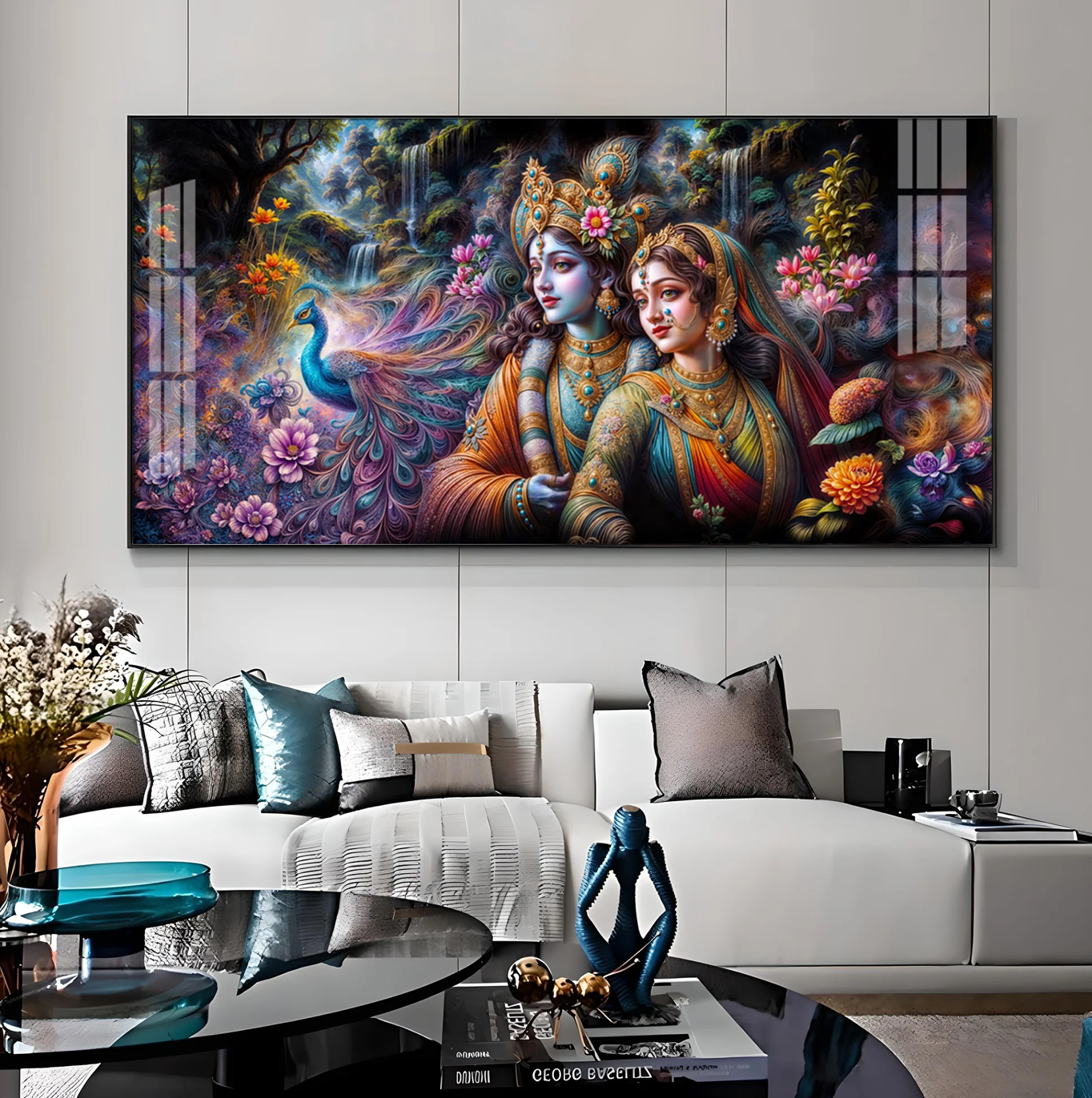 Radha & Krishna Masterpiece Premium Acrylic Horizontal Wall Art
