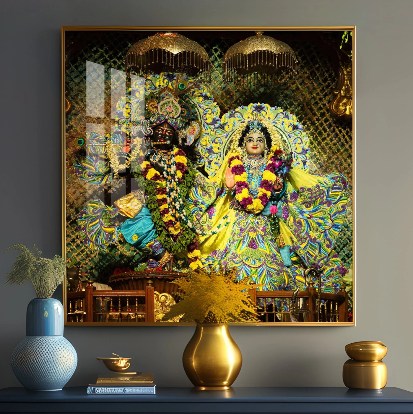 Radha Krishna Premium Acrylic Square Wall Art
