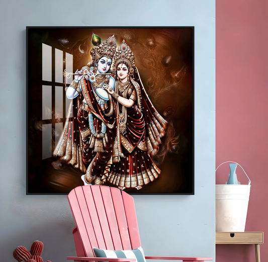 Beautiful Radha Krishna Premium Acrylic Square Wall Art