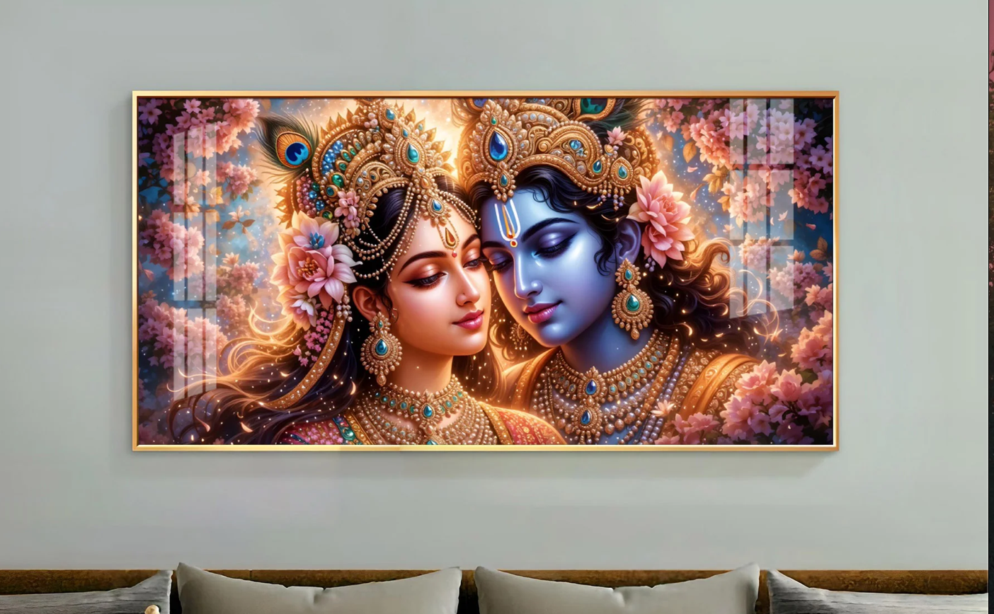 Krishna and Radha Unveiled Premium Acrylic Horizontal Wall Art