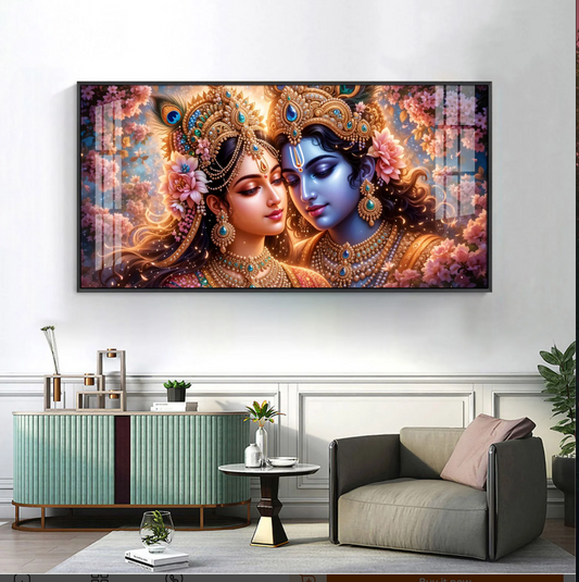 Krishna and Radha Unveiled Premium Acrylic Horizontal Wall Art