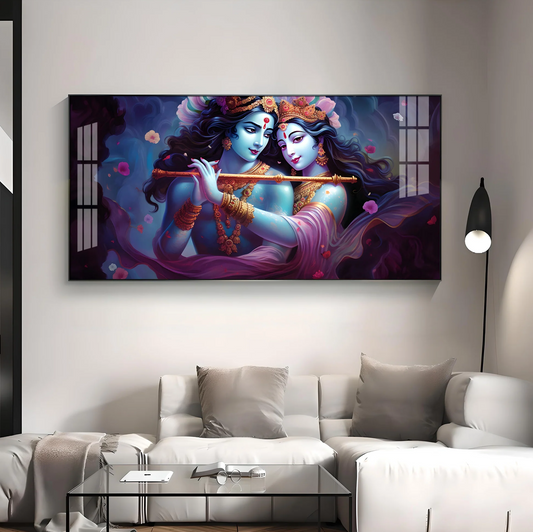 Radha Krishna Unforgetful Love Premium Acrylic Horizontal Wall Art