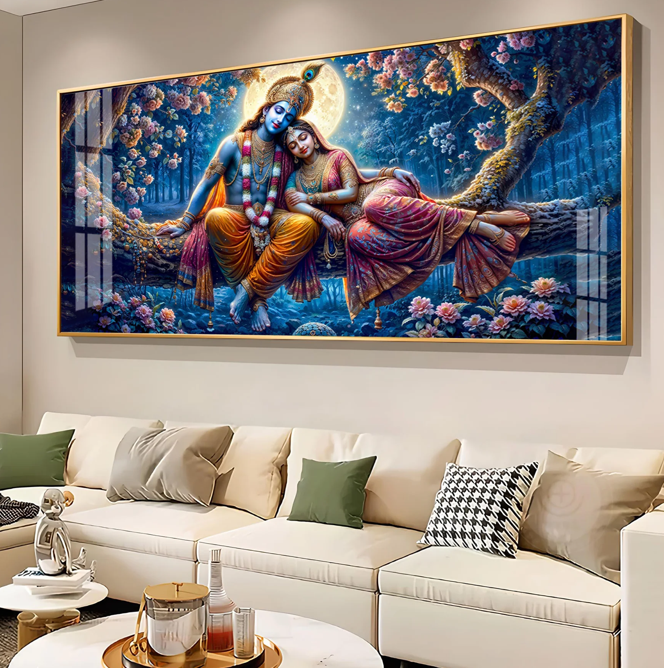 Krishna and His Beloved Premium Acrylic Horizontal Wall Art