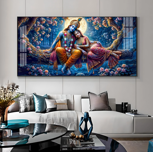 Krishna and His Beloved Premium Acrylic Horizontal Wall Art
