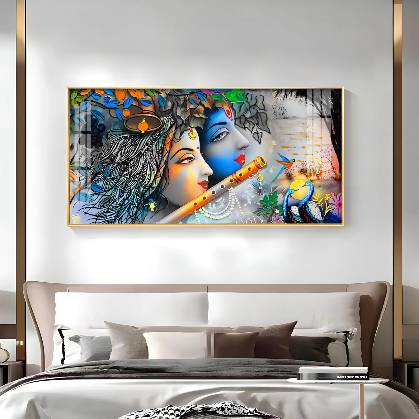 Radha Krishna Unforgetable Love Pemium Acrylic Horizontal Wall Art