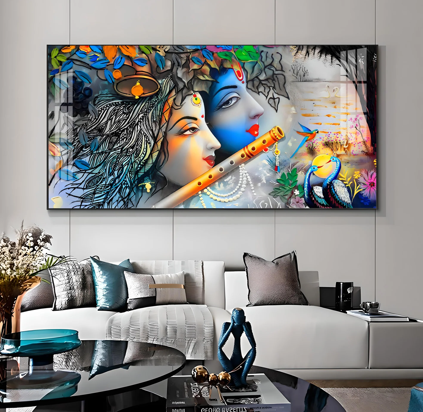 Radha Krishna Unforgetable Love Pemium Acrylic Horizontal Wall Art