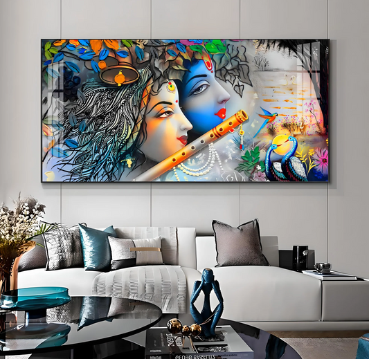Radha Krishna Unforgetable Love Pemium Acrylic Horizontal Wall Art