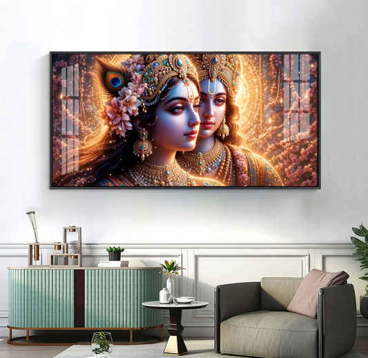 Portrait Of Radha Krishna Connection Premium Acrylic Horizontal Wall Art