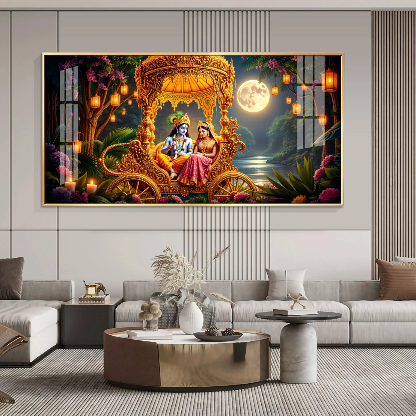 Krishna Radha Serenity Premium Acrylic Horizontal Wall Art
